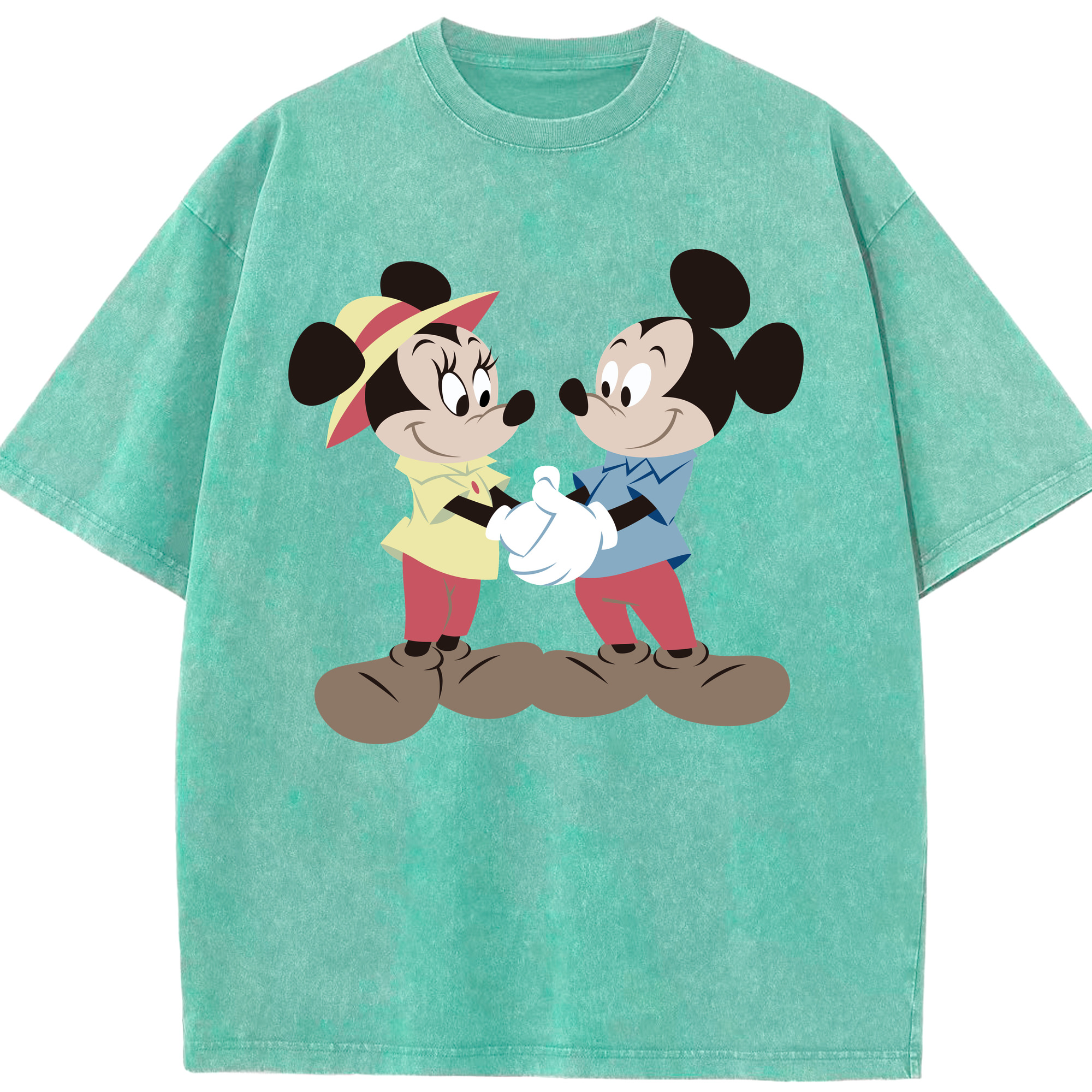 （画像用） ミッキーマウス Mickey Mouse 綿100% ヴィンテージ風 半袖Tシャツ（フロントプリント）